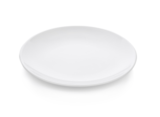 Empty white plate isolated on transparent png