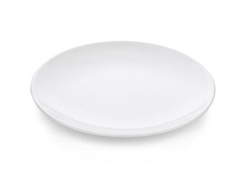Empty white plate isolated on transparent png
