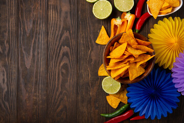Cinco de Mayo (Fifth of May) Fiesta Celebration Concept on Dark Wooden Background.