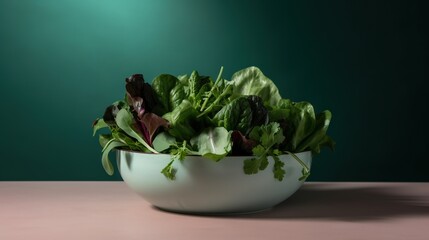 Bowl of a healthy meal. Salad reens vegetables. Vegan food generative ai