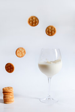 glass with milk on white background

