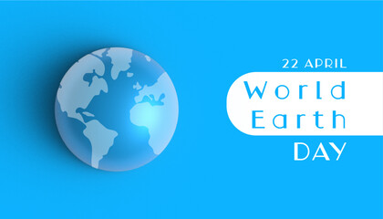 Vector 3d earth day illustration with planet on blue background,  three-dimensional