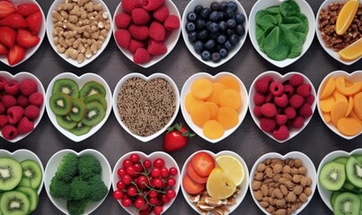 Heart-Healthy Food Selection on Heart-Shaped Plates. Generative AI.