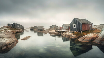 Naklejka premium Scenic places somewhere in Scandinavia. Generative AI