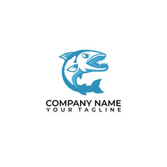 Fish with sharp teeth vector icon. Angler vector logo design with isolated background.