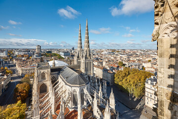 Ancient Saint Andre cathedral in Bordeaux historic center. Aquitaine, France