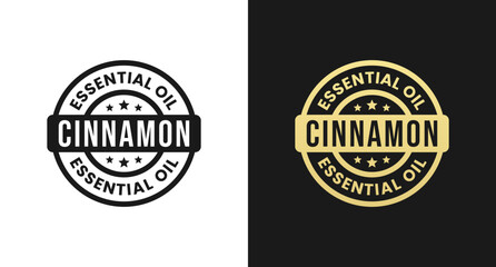 Cinnamon Oil Label or Cinnamon Essential Oil Label Vector Isolated in Flat Style. Best Cinnamon Essential Oil Label for product design element. Simple Cinnamon Oil Label for product packaging design.