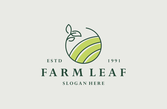 Farm leaf logo vector icon illustration hipster vintage retro .