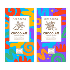 ABSTRACT CHOCOLATE PACK Bright Color Organic Background Design In African Style And Vintage Labels With Hand Drawn Cocoa Beans Vector Illustration Collection