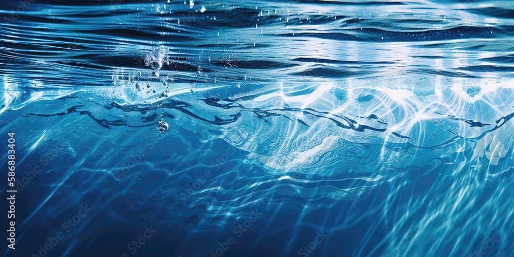 Poster view of the water in the sea.colorful summer template. concept of recreation. generative ai