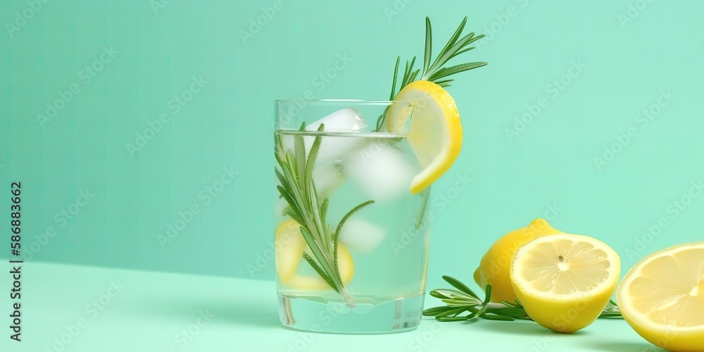 Poster summer lemonade on a green background.colorful summer template. concept of recreation. generative ai