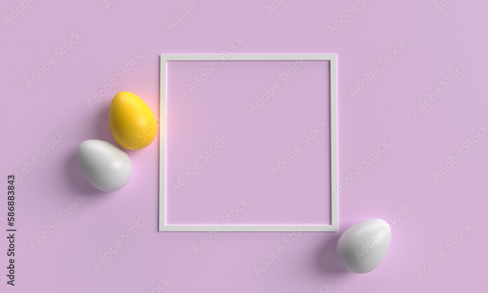 Poster frame pastel white easter egg paint minimal empty mock up springtime color easter egg april spring t