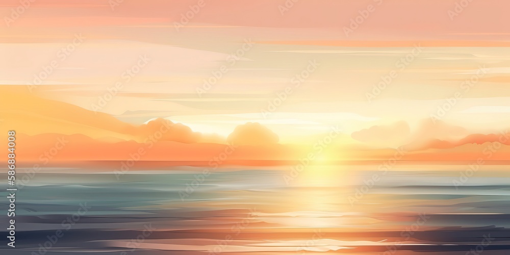 Poster abstraction of sunset on the horizon of the sea.colorful summer template. concept of recreation. gen