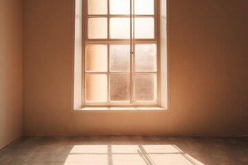 Brown tan window shadow on clean simple bright white backdrop. Generative AI