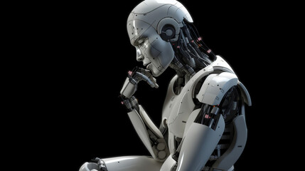 Humanoid robot thinking. Generative AI.
