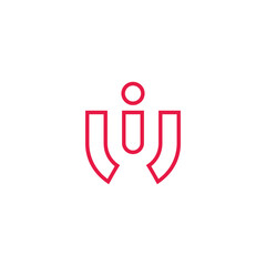 letter iu outline simple geometric logo vector