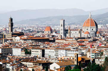 Fototapeta na wymiar Panorama of old town Florence and Duomo stock photo