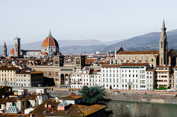 Fototapeta na wymiar Beautiful panorama of Florence with Cattedrale S. Maria Fiore and Santa Maria Novella, stock photo