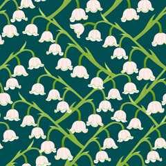Vector seamless pattern with lily of the valley flowers - 586885056