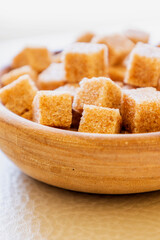 brown sugar cubes close up
