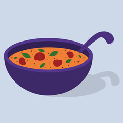 sian soup with shrimps. Illustration of Japanisse cuisine
