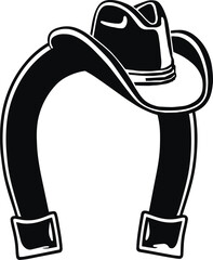 Horseshoe in a cowboy hat icon Vector illustration