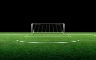 Fototapeta premium Soccer goal post and soccer net on green grass