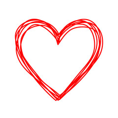 Heart shaped tangled grungy scribble. Png isolated on transparent background