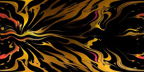Photo of an abstract black and yellow background with red and yellow swirls