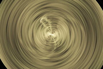 Yellow swirling pattern of crooked waves on a black background. Abstract fractal 3D rendering