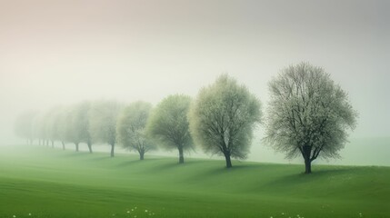 misty foggy morning in the forest, generative AI
