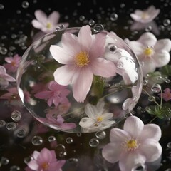 Naklejka na ściany i meble lily in a glass bubble, generative AI