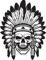 Obraz premium American Indian skull, western, Vector illustration, Isolated on the white background 