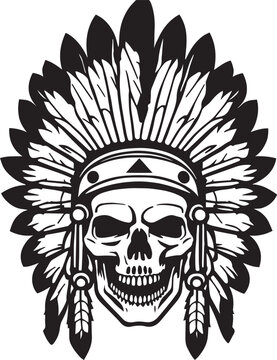 American Indian skull, western, Vector illustration, Isolated on the white background	