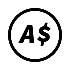 Simple round Australian dollar coin icon. Vector.