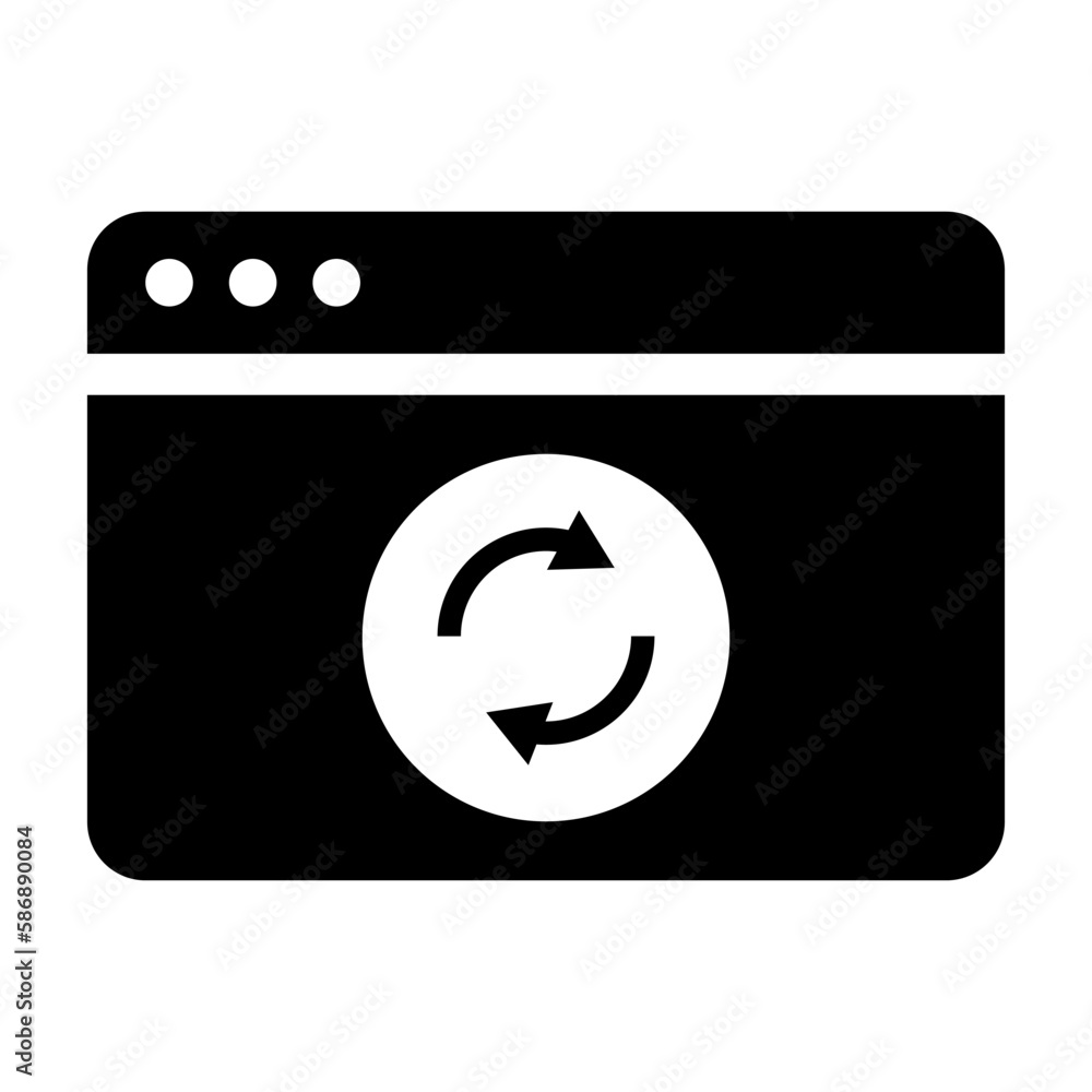 Poster browser reload silhouette icon. web page reload. vector.