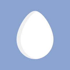 White egg icon in flat design isolated on blue background. Protein. Vector.
