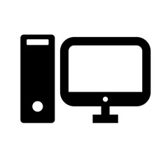 Server and desktop PC silhouette icon. Vector.