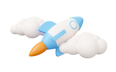 Naklejka na ściany i meble rocket cloud 3d render