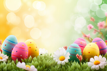 colorful easter background with colorful decorative easter eggs