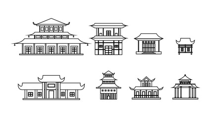 Chinese House Building Set in Black and White