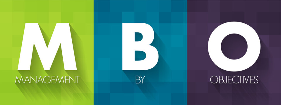 MBO Management By Objectives - strategic approach to enhance the performance of an organization, acronym text concept background