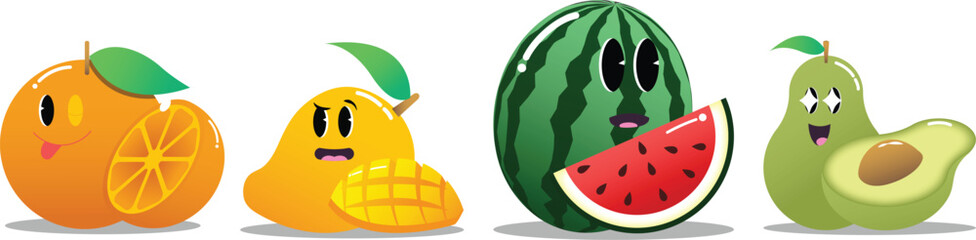 Fruits with facial expressions