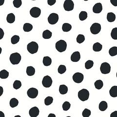 Vector seamless spotted black and white pattern. Abstract drawing dotted background. Repeatable endless hand drawn print