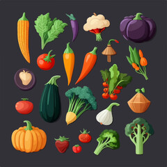 Realistic vegetable set that captures the texture and details of each vegetable