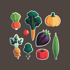 Set of vegetable icons that are easy to use and recognize for any design project