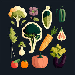 Realistic vector collection of vegetables with a variety of designs and styles