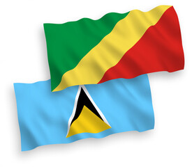 Flags of Saint Lucia and Republic of the Congo on a white background