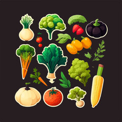 Vector vegetable collection with realistic and detailed shading