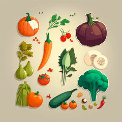Realistic vegetable set that captures the beauty and essence of each vegetable